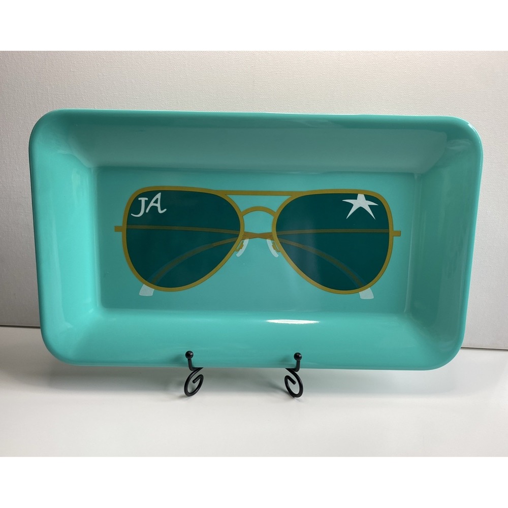 Jonathan Adler Michaels Melamine Teal Sunglasses Rectangular Serving Tray NEW